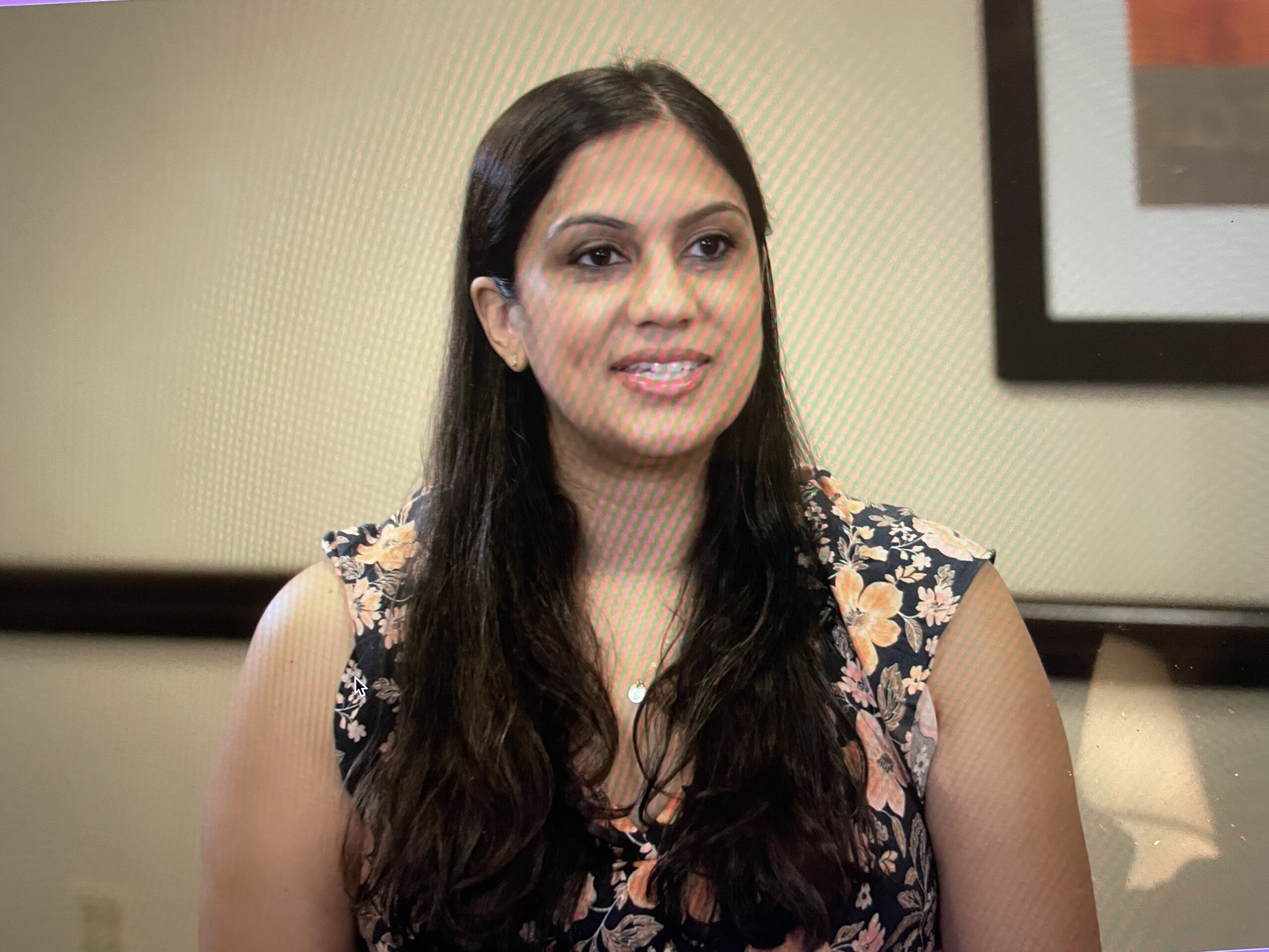 woman being interviewed