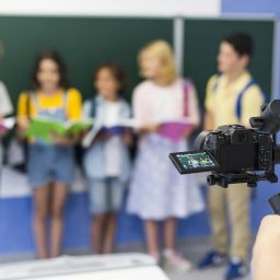 Group of kids being recorded