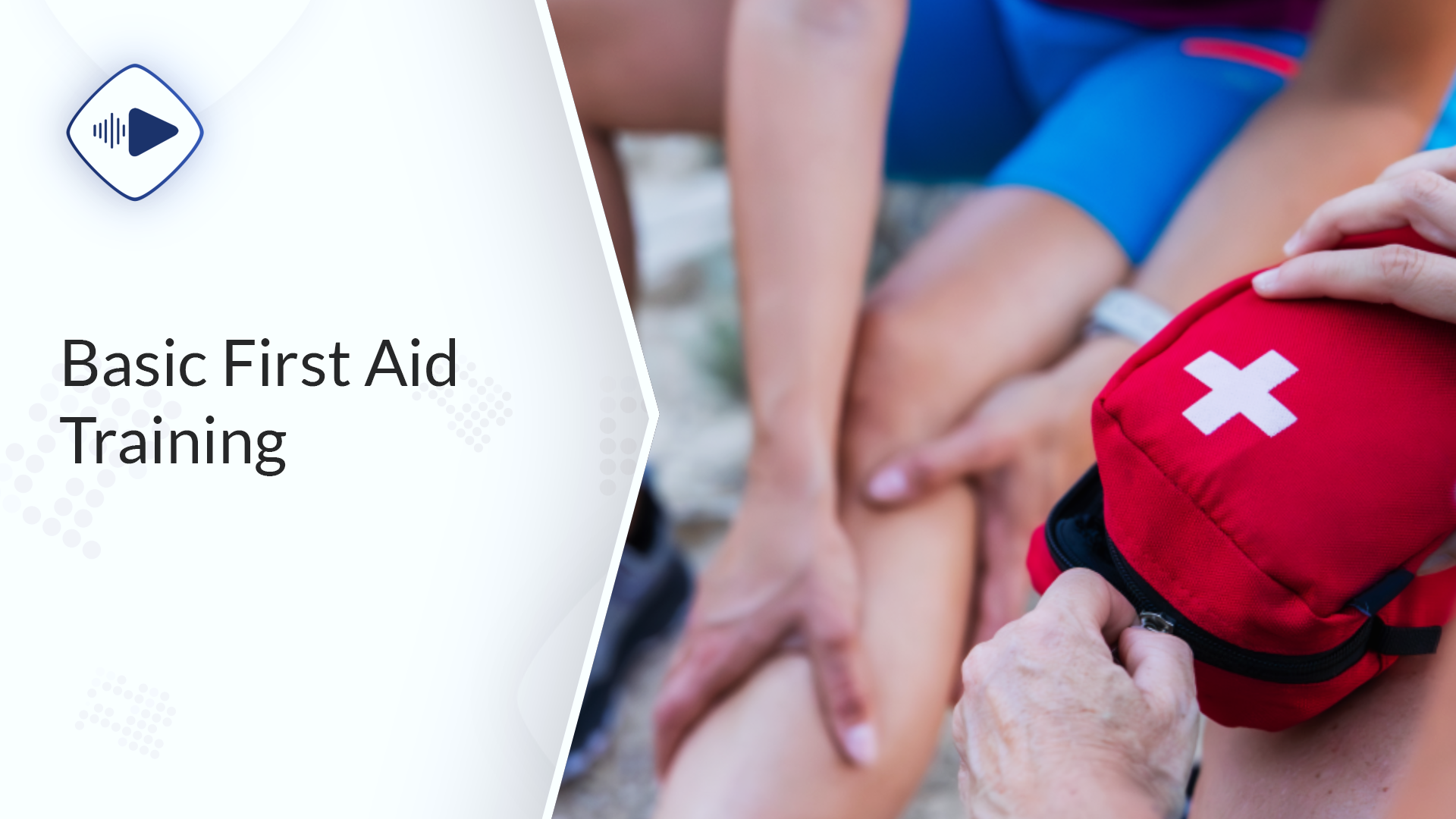 Handing holding pressure on arm with red cross.